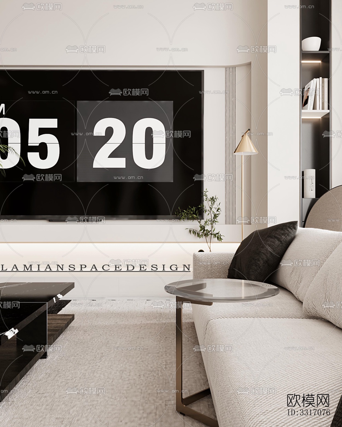 现代客厅效果图下载（渲染图9）