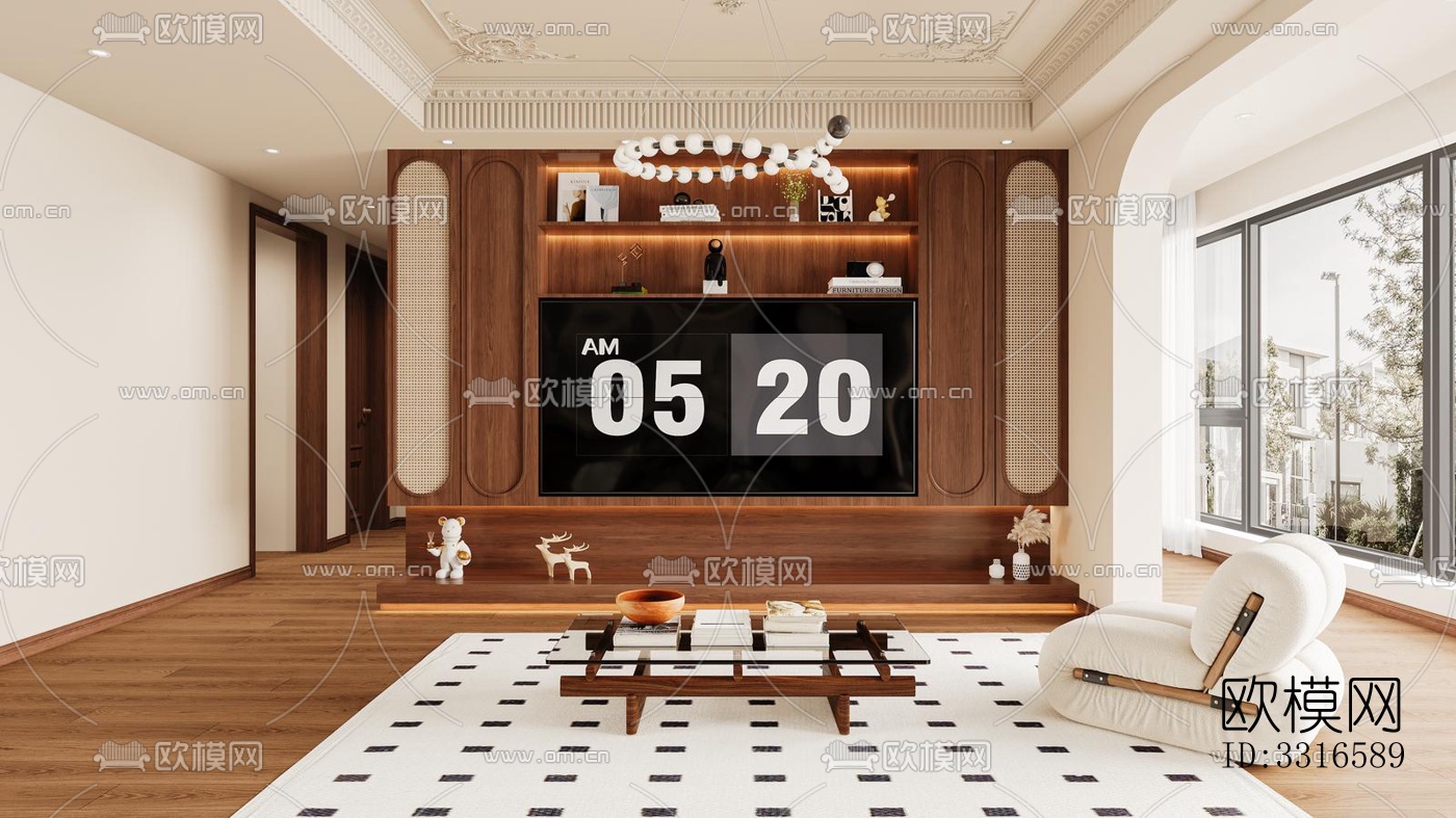 中古风客厅效果图下载（渲染图5）