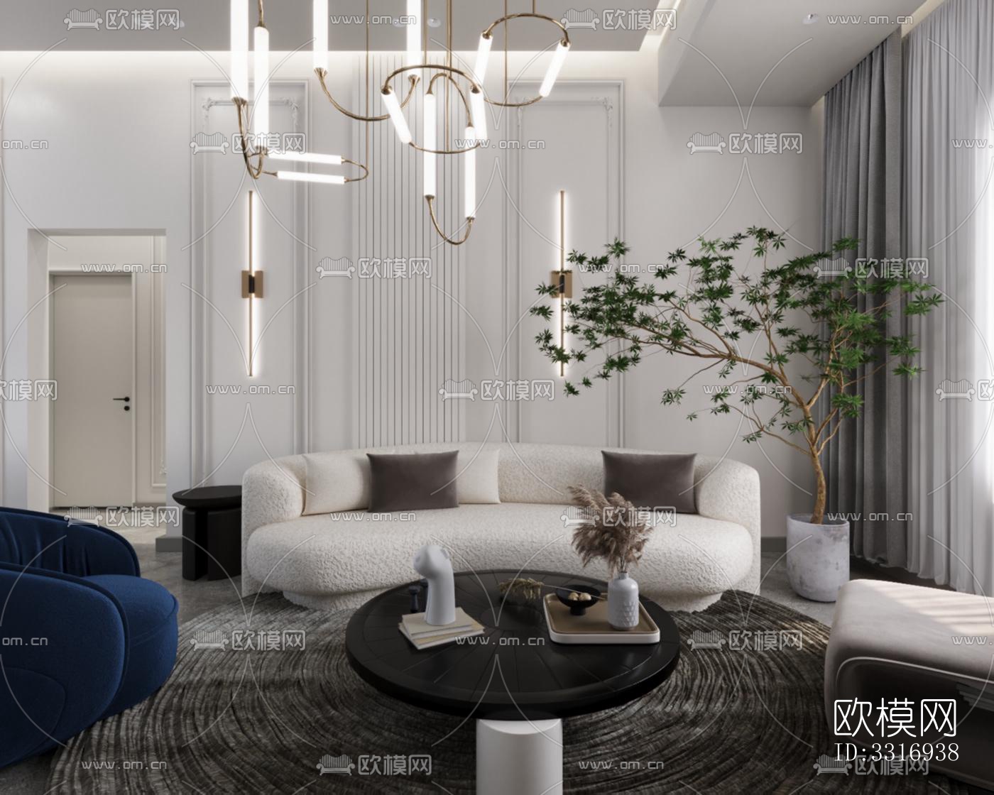 现代客厅效果图下载（渲染图3）