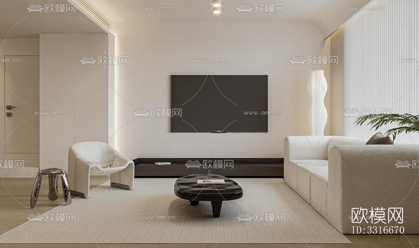 现代客厅效果图下载（渲染图13）