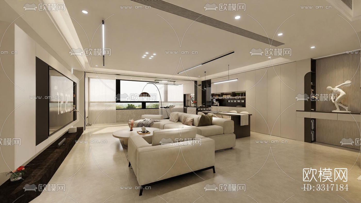 现代客厅效果图下载（渲染图3）