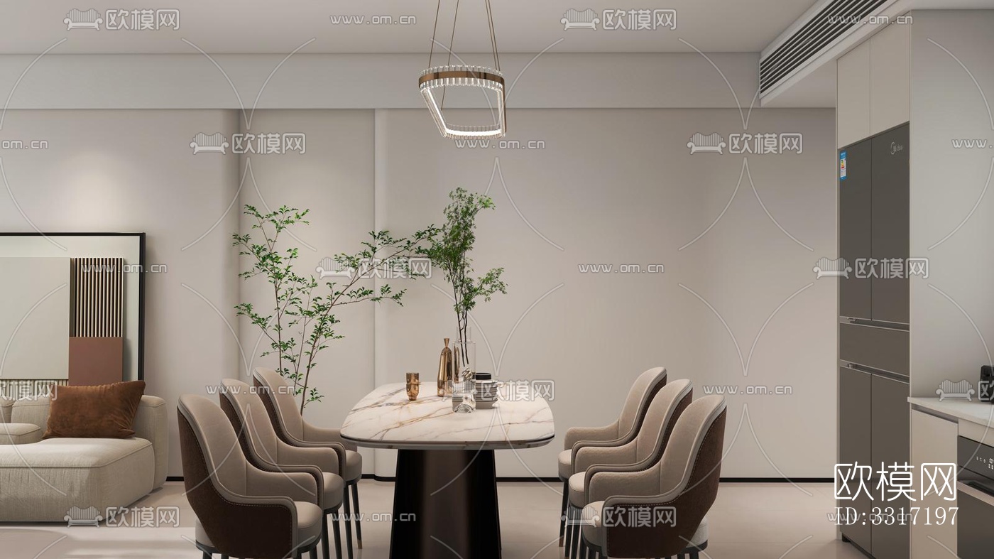 现代客厅效果图下载（渲染图2）