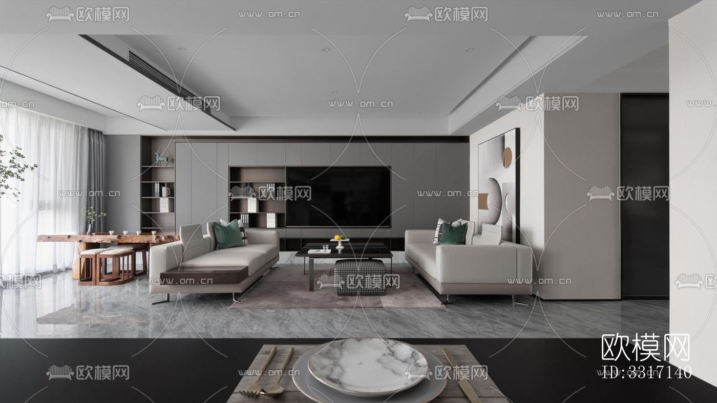 现代客厅效果图下载（渲染图5）