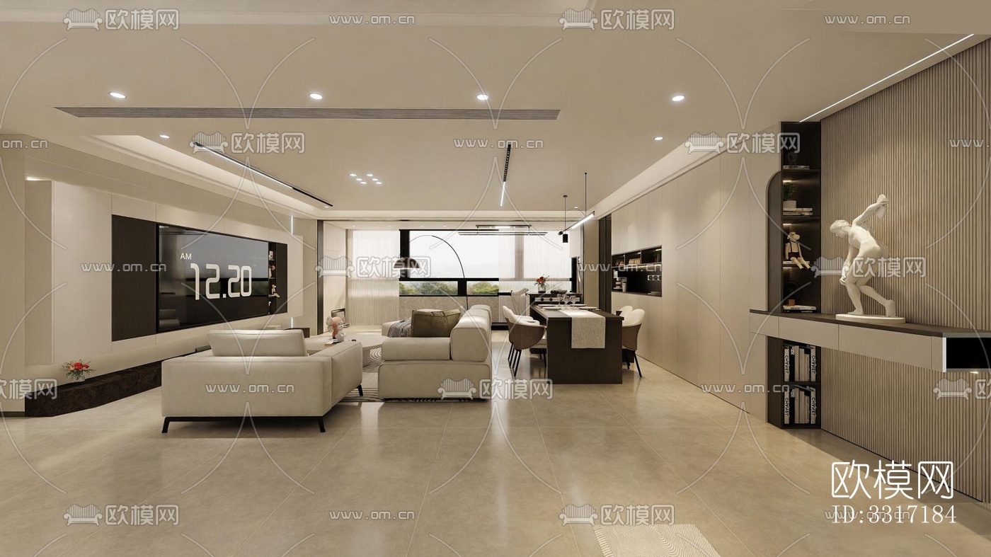 现代客厅效果图下载（渲染图6）