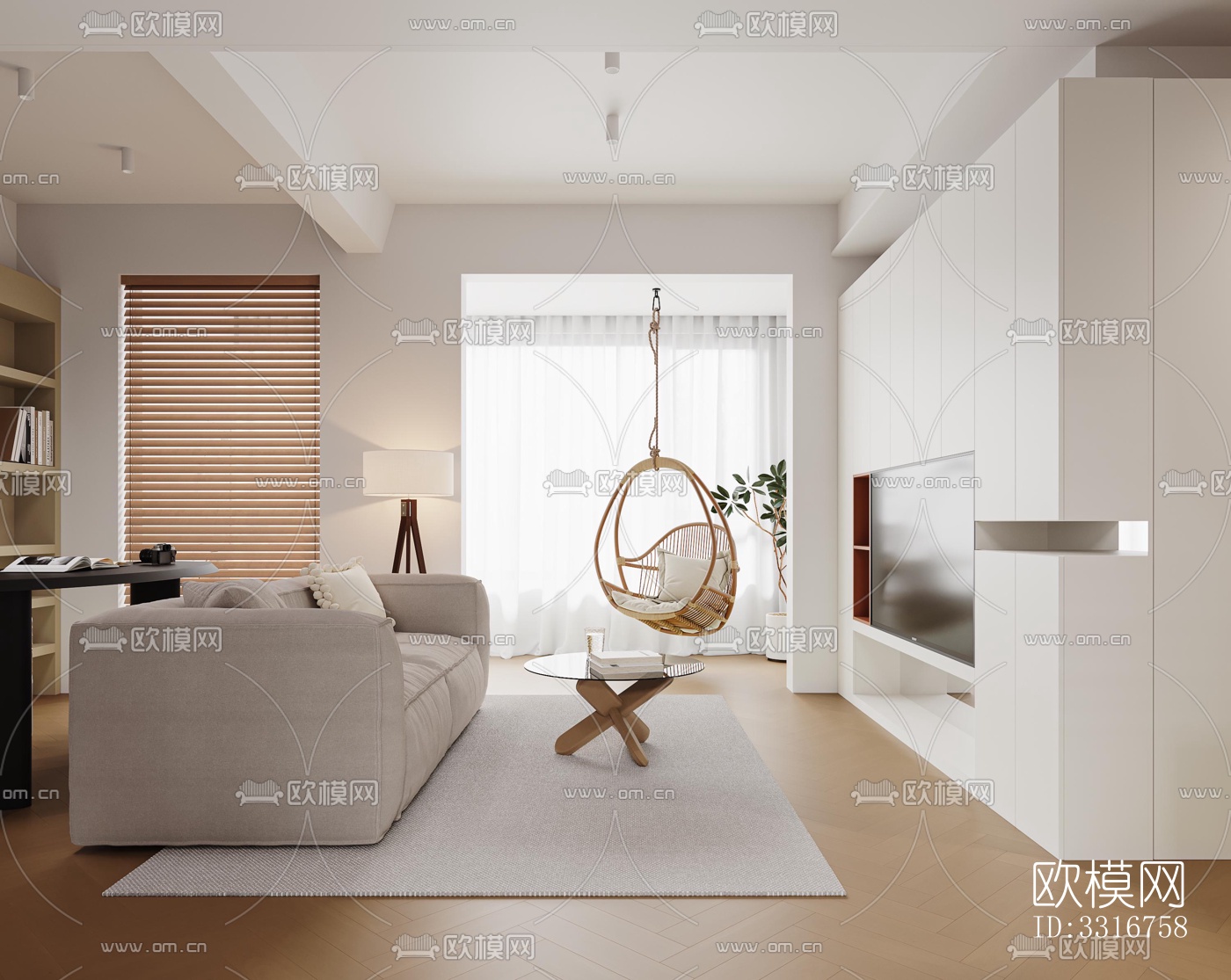 现代客厅效果图下载（渲染图1）