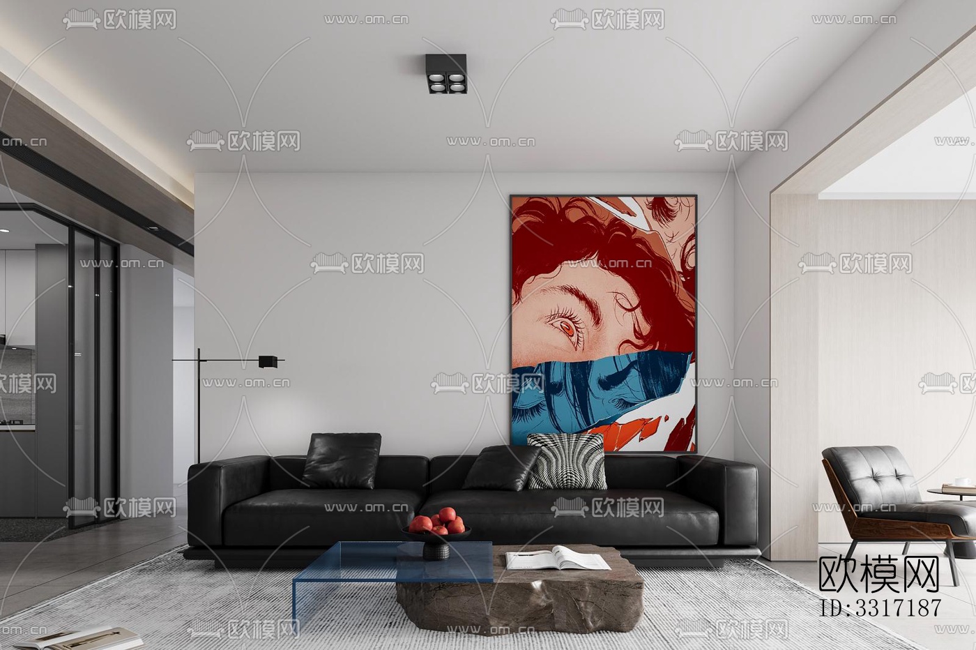 现代客厅效果图下载（渲染图4）