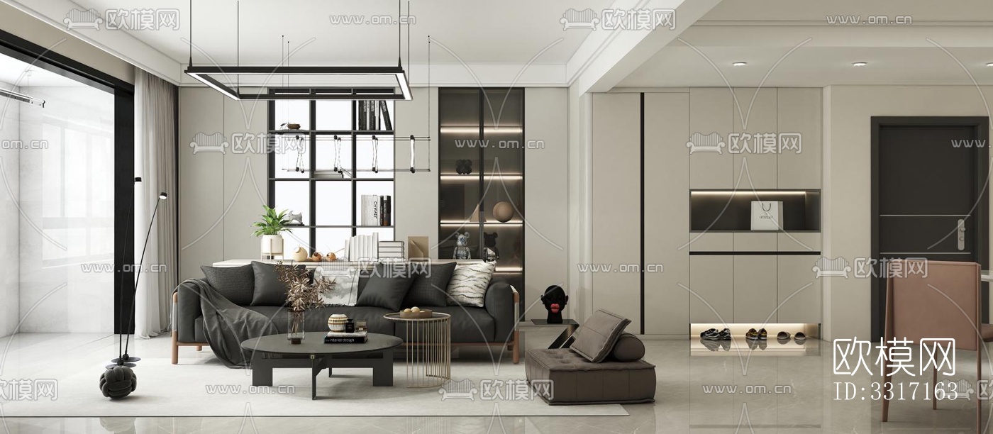 现代客厅效果图下载（渲染图5）