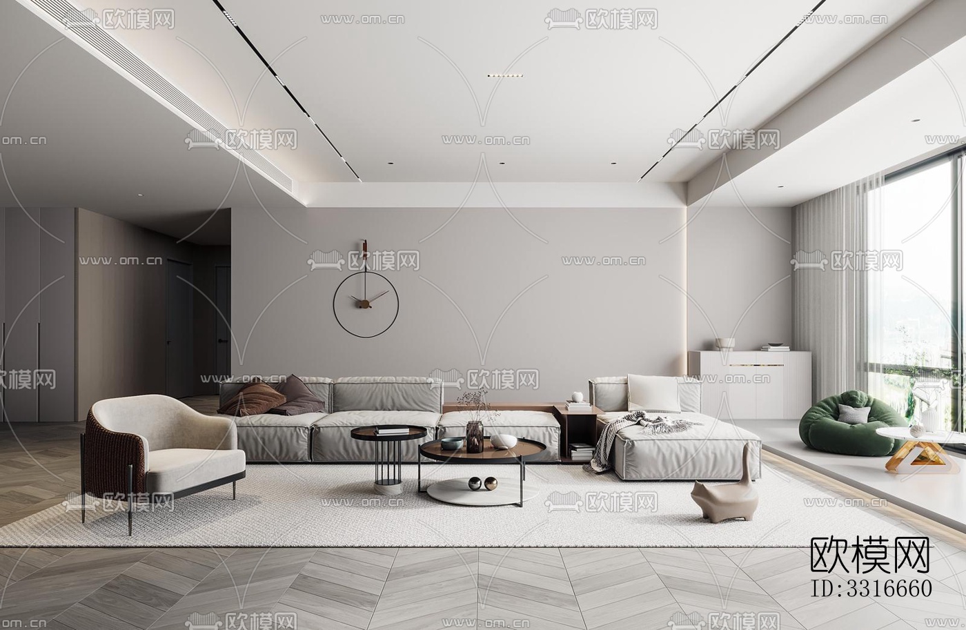 现代客厅效果图下载（渲染图5）