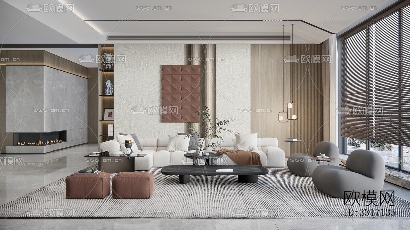 现代客厅效果图下载（渲染图9）