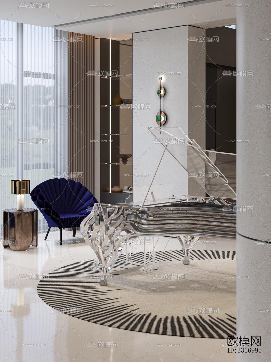 现代客厅效果图下载（渲染图8）