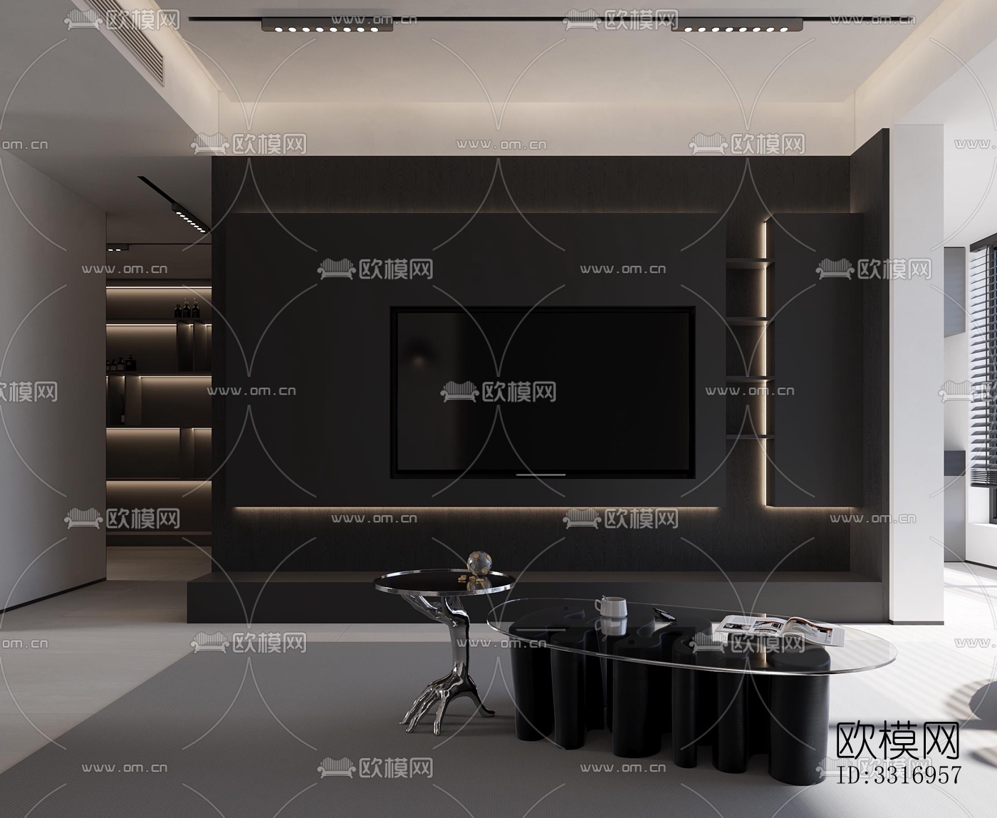 现代客厅效果图下载（渲染图4）