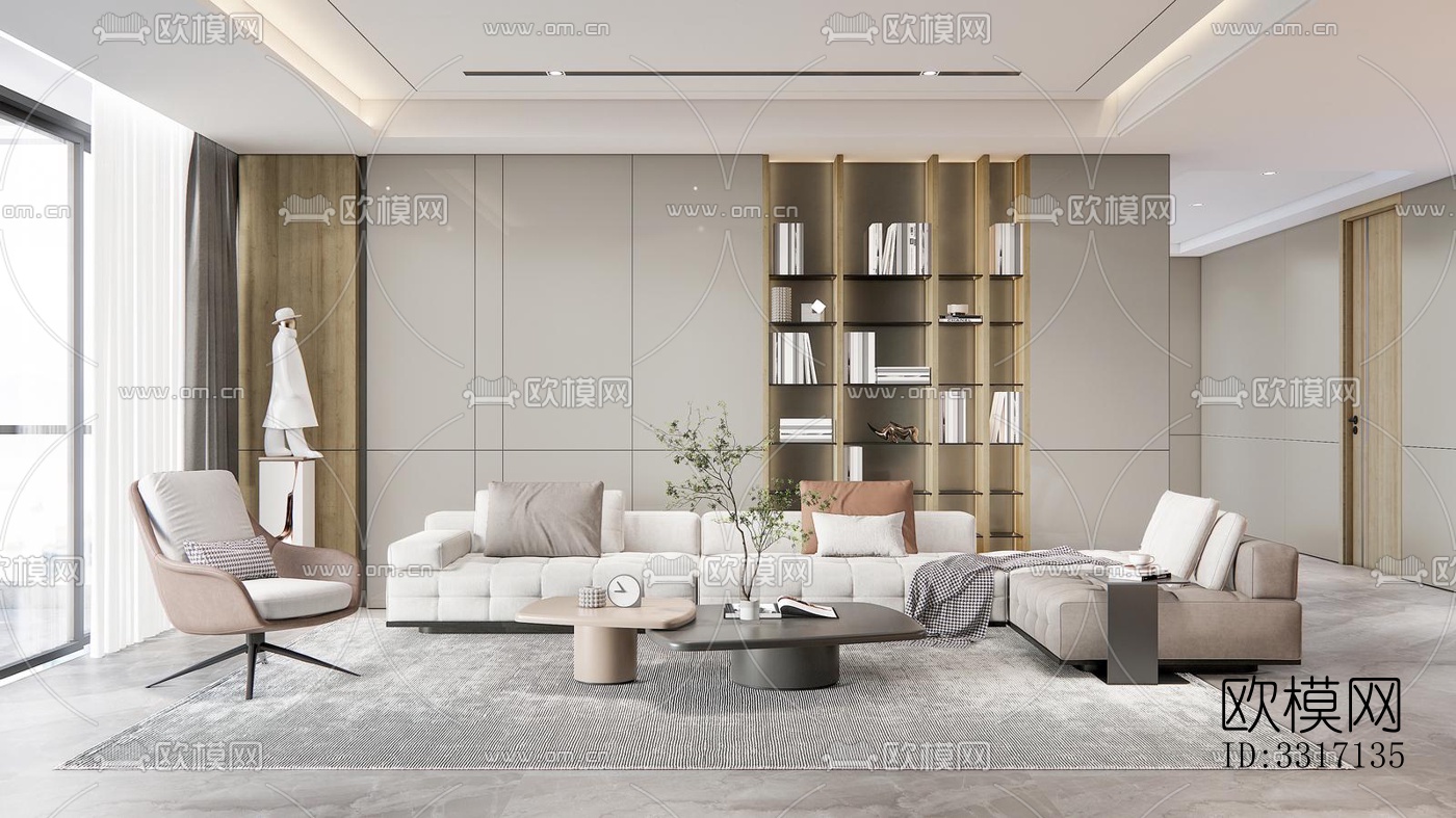 现代客厅效果图下载（渲染图5）