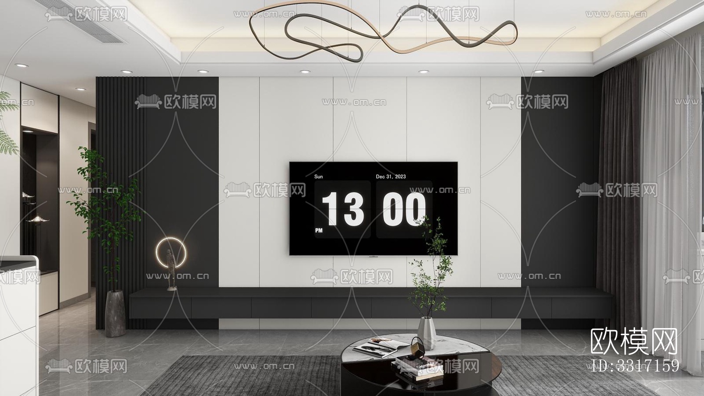 现代客厅效果图下载（渲染图1）