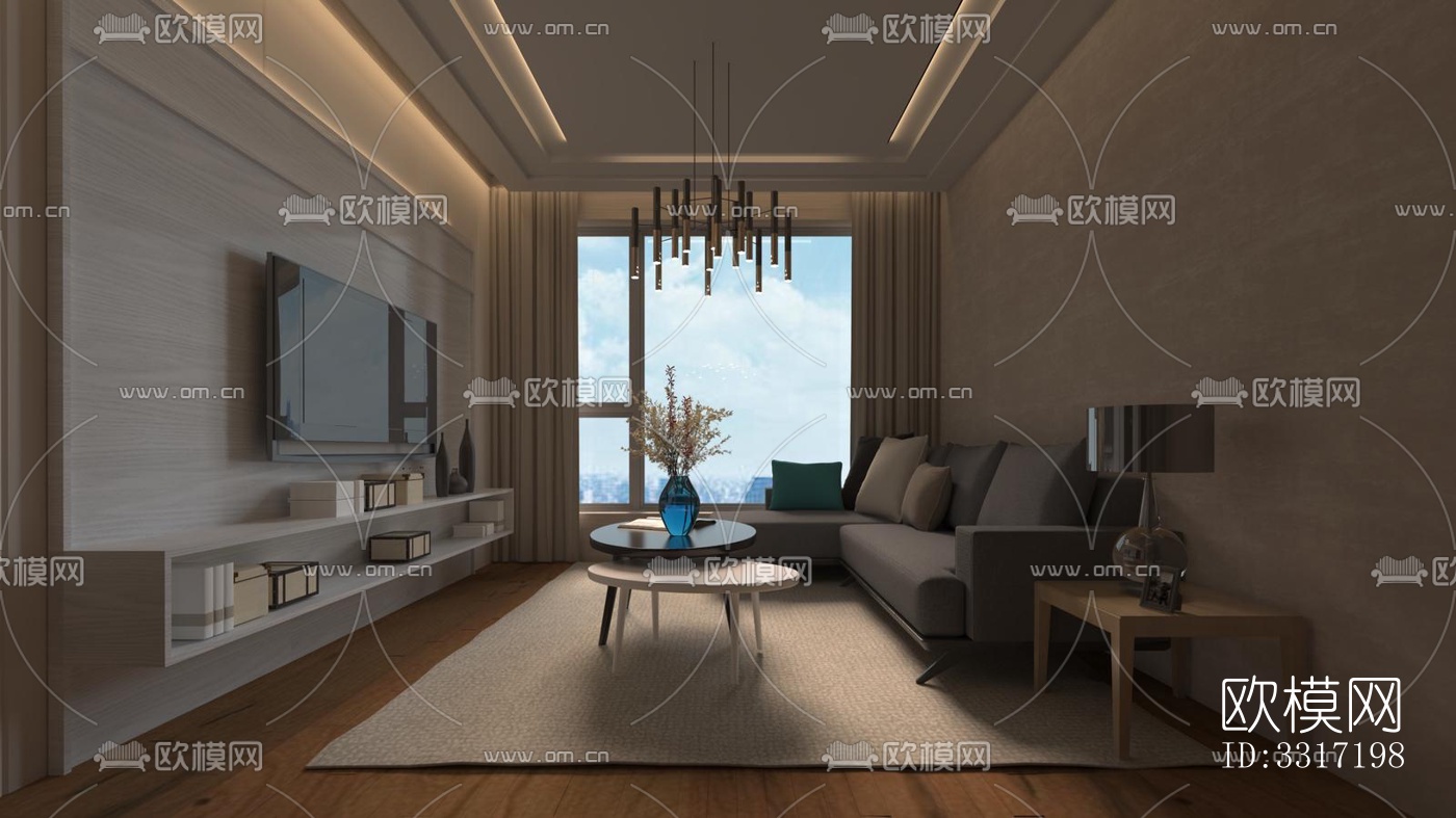 现代客厅效果图下载（渲染图3）
