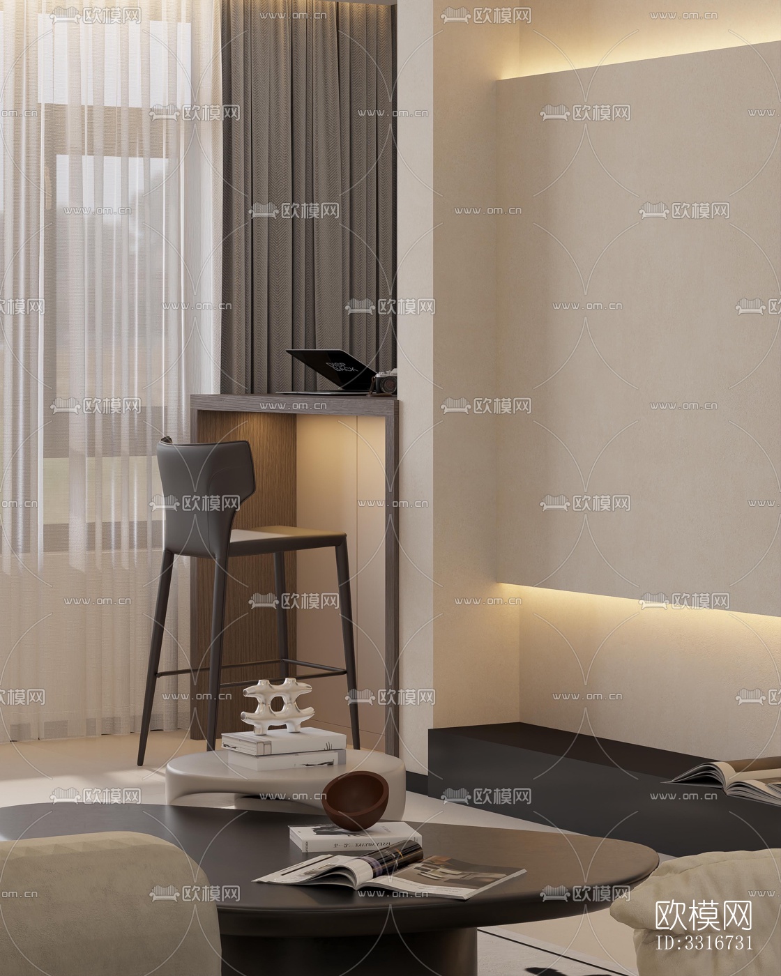 现代客厅效果图下载（渲染图4）