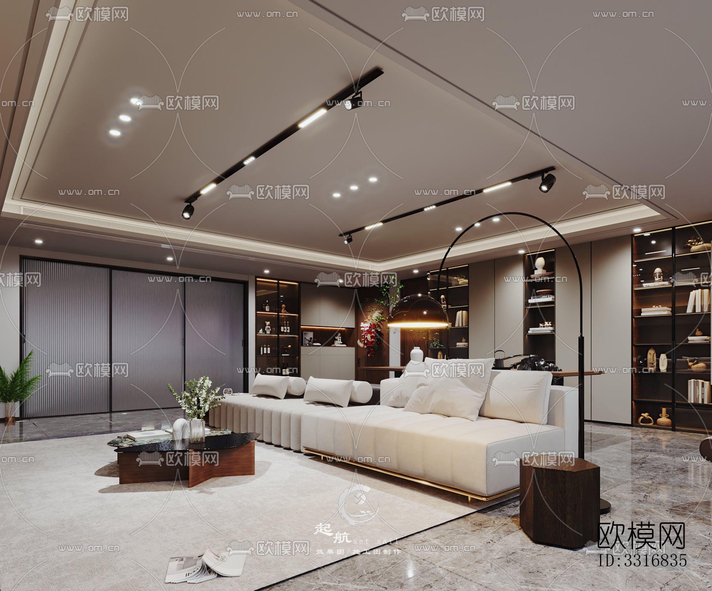 现代客厅效果图下载（渲染图4）