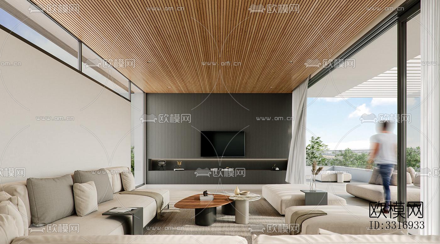 现代客厅效果图下载（渲染图2）