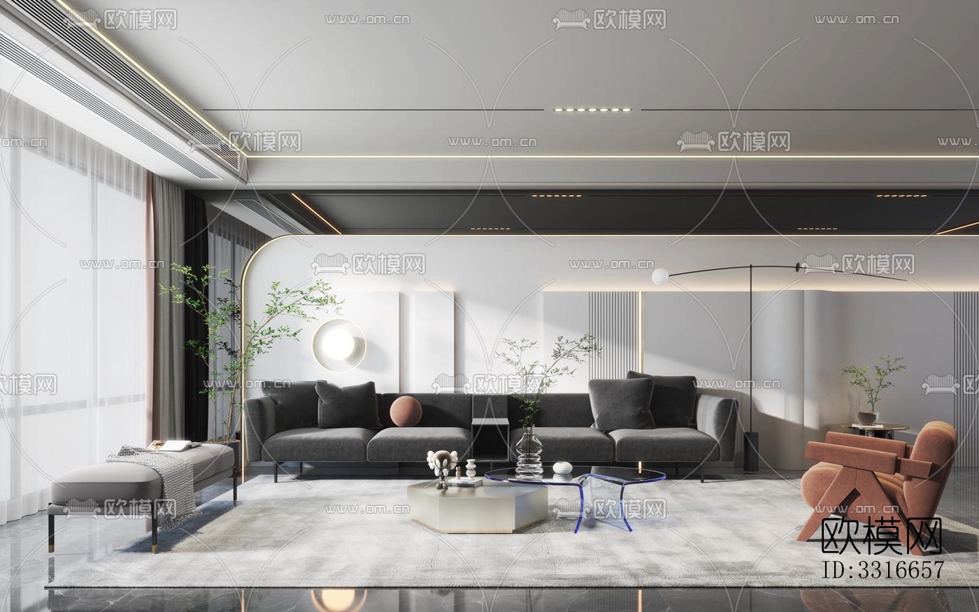 现代客厅效果图下载（渲染图17）