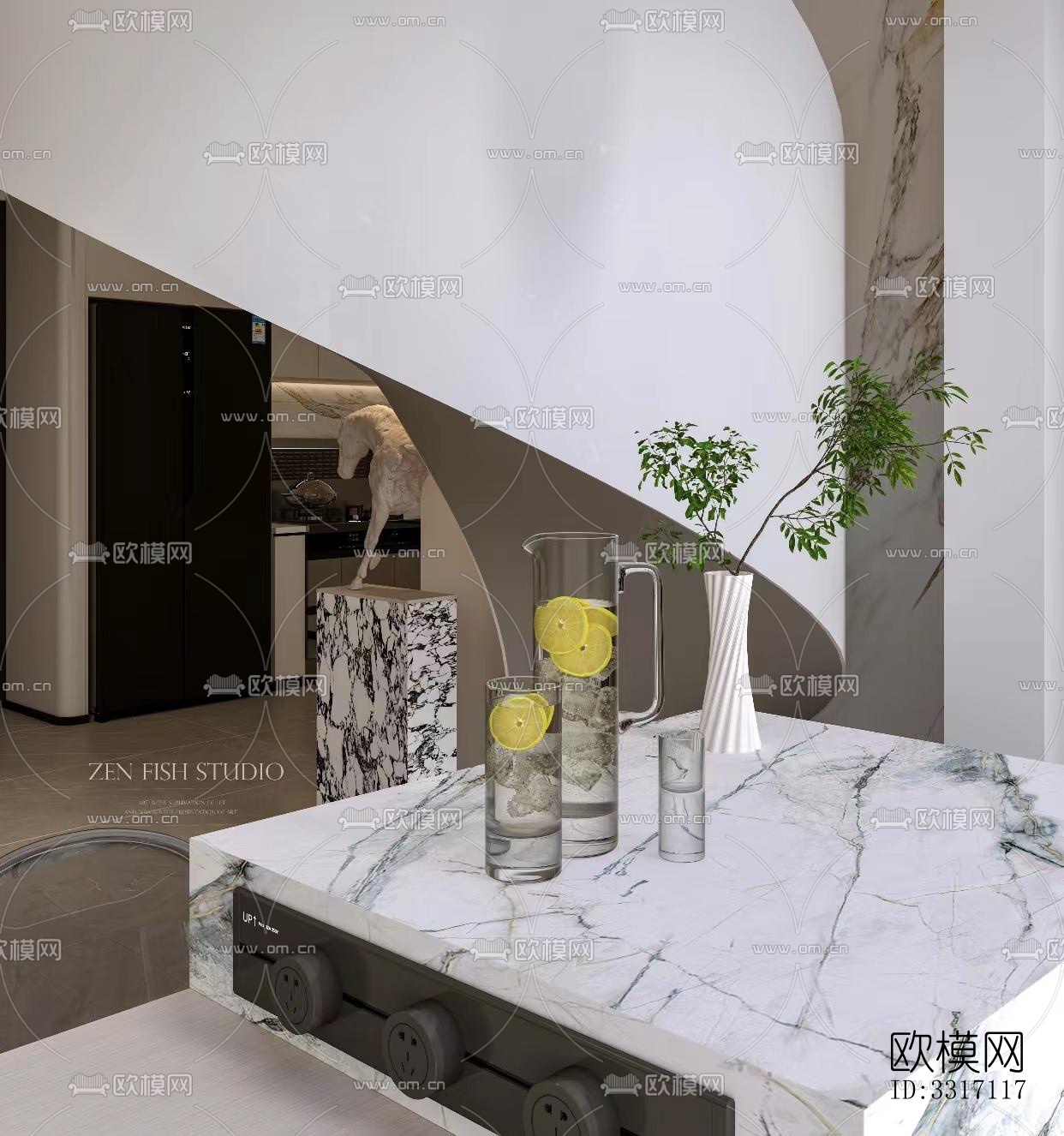 现代客厅效果图下载（渲染图3）