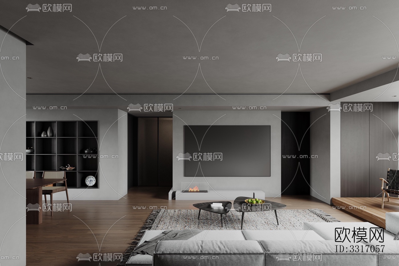 现代客厅效果图下载（渲染图4）