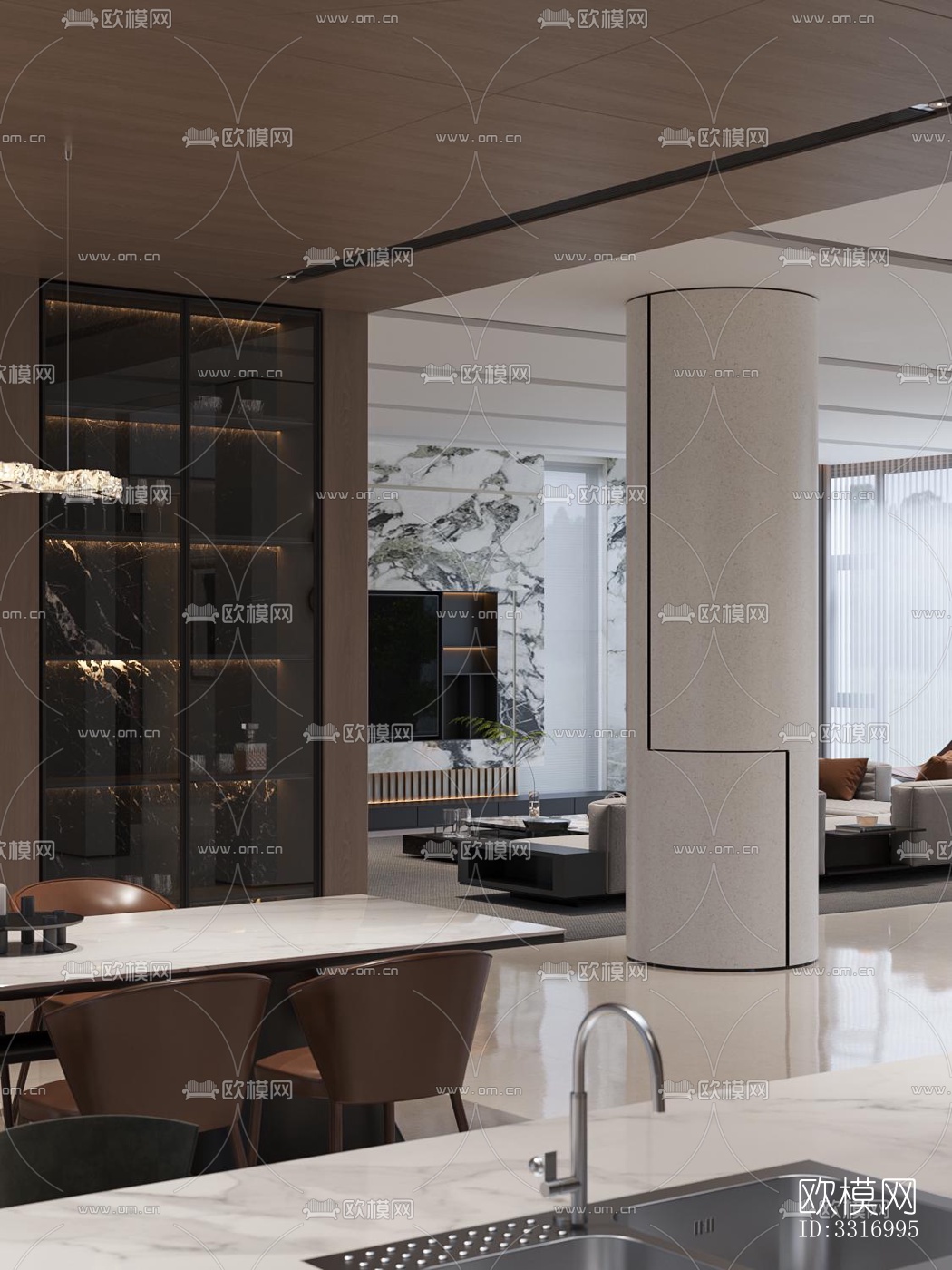 现代客厅效果图下载（渲染图9）