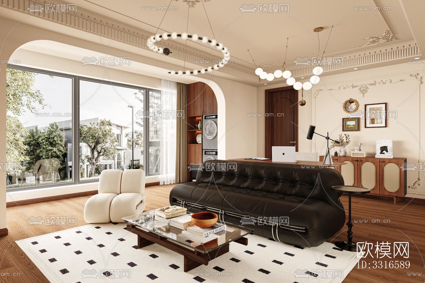 中古风客厅效果图下载（渲染图3）