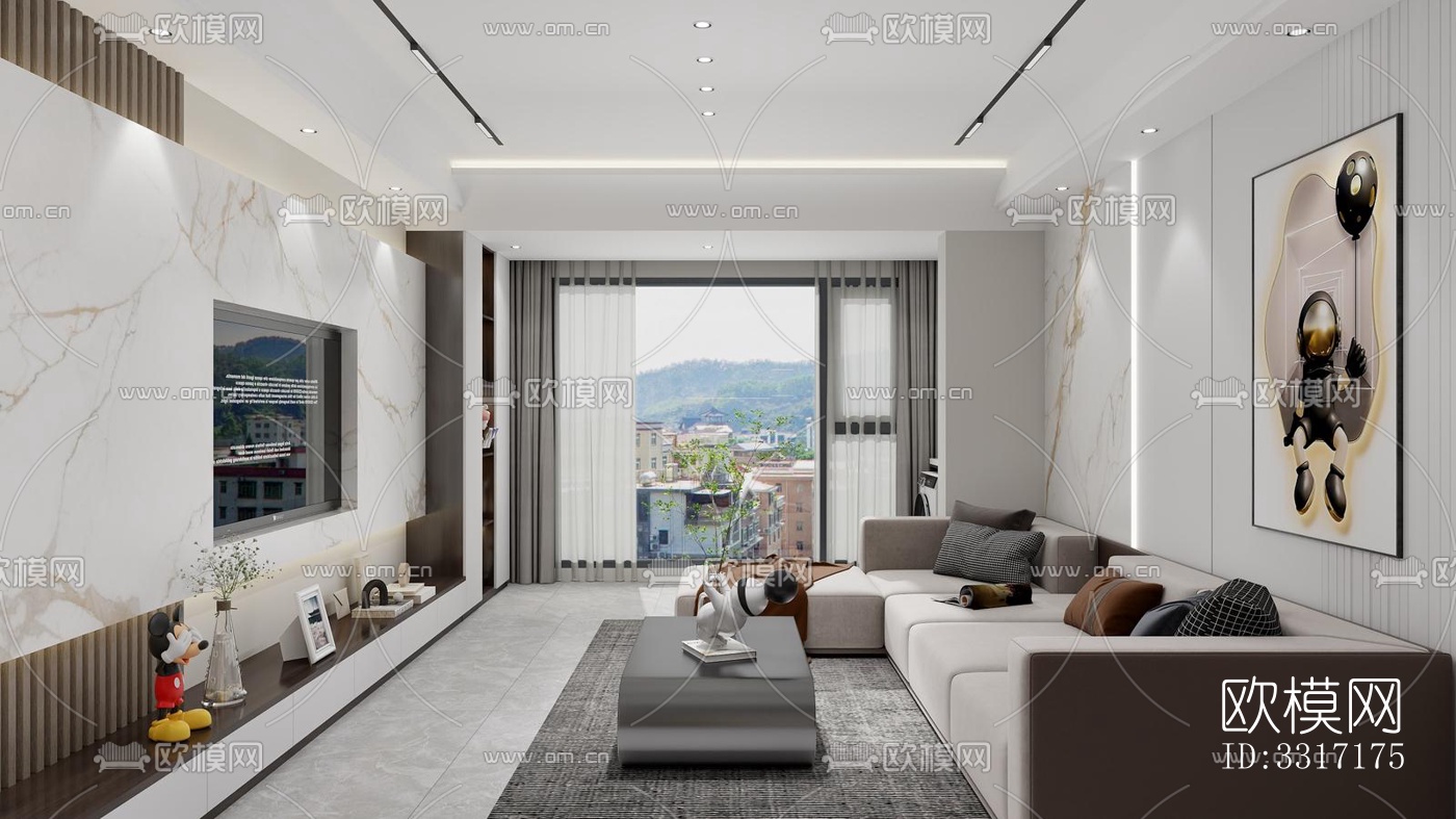 现代客厅效果图下载（渲染图3）