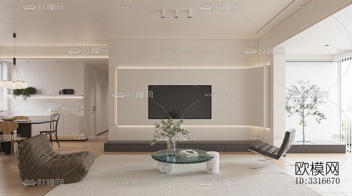 现代客厅效果图下载（渲染图7）