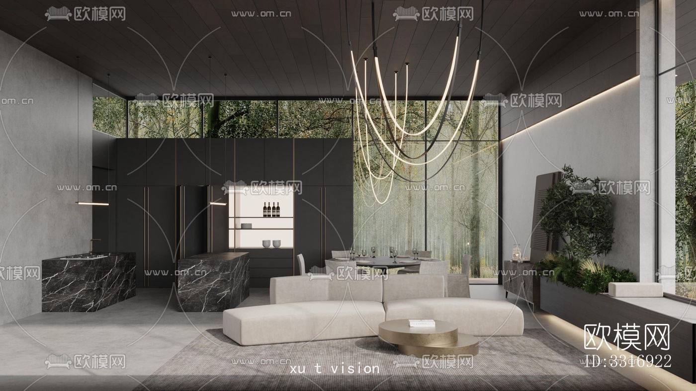 现代客厅效果图下载（渲染图10）