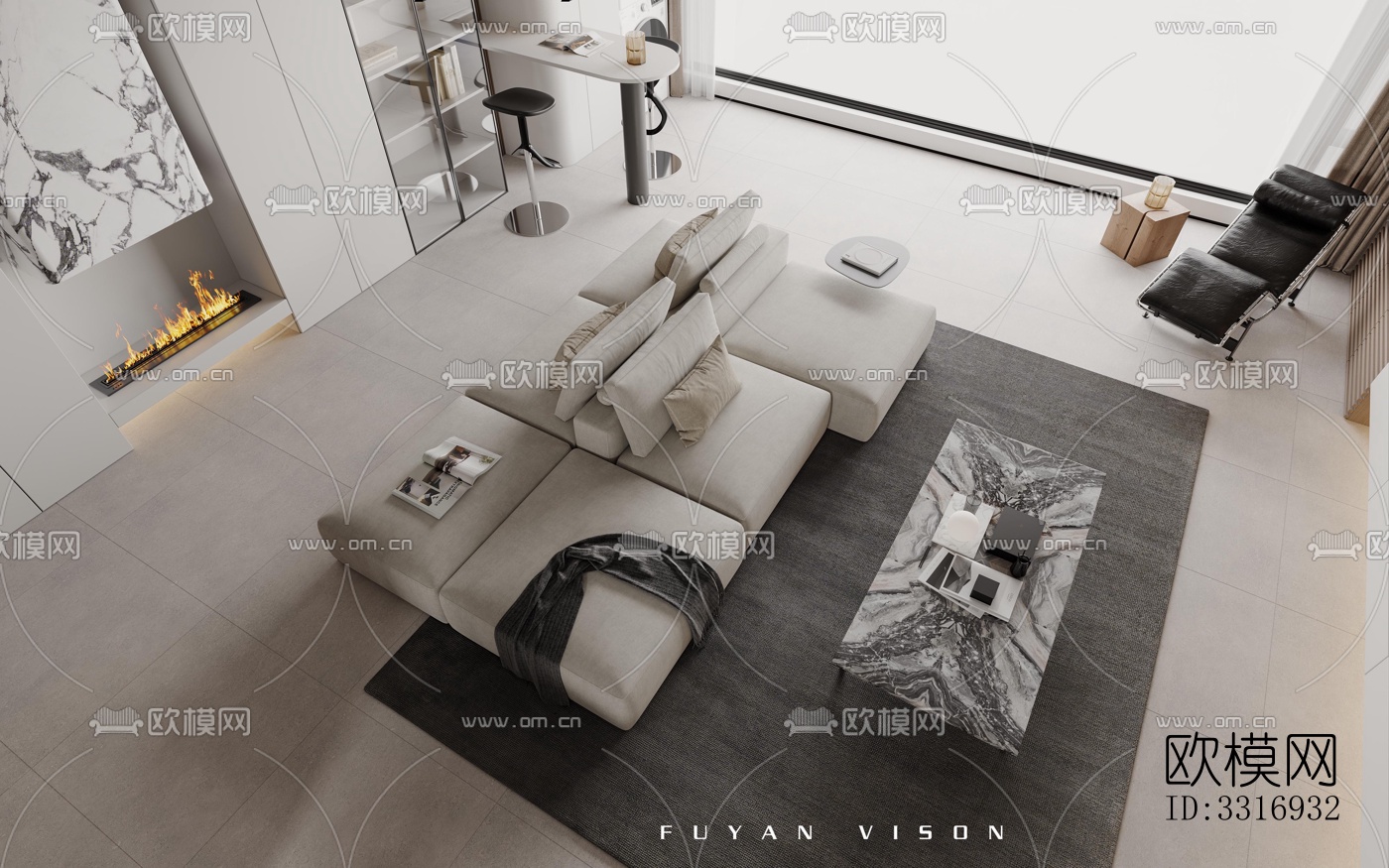 现代客厅效果图下载（渲染图6）