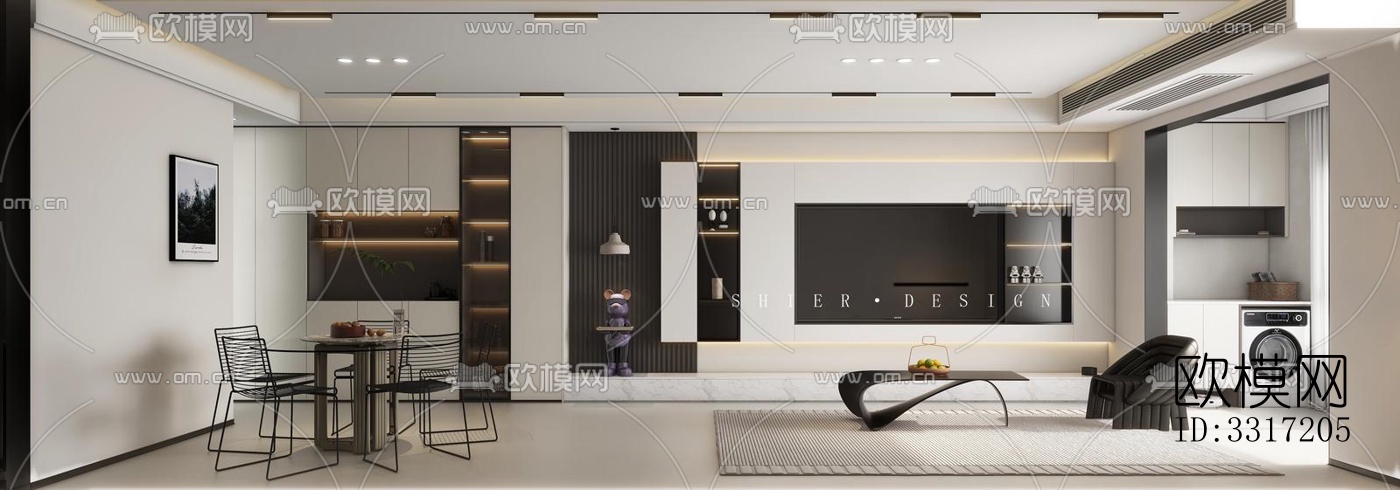 现代客厅效果图下载（渲染图4）