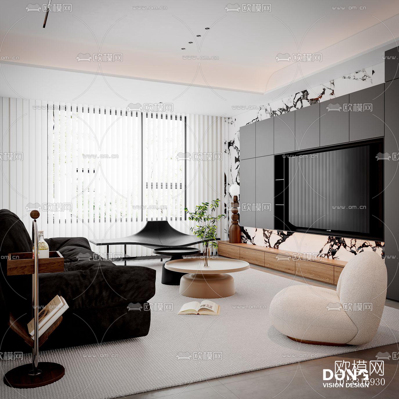 现代客厅效果图下载（渲染图7）