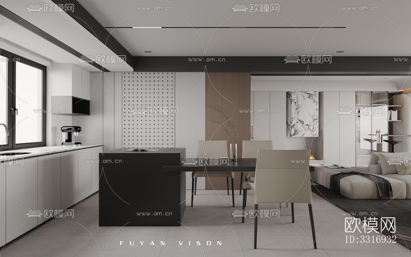 现代客厅效果图下载（渲染图3）