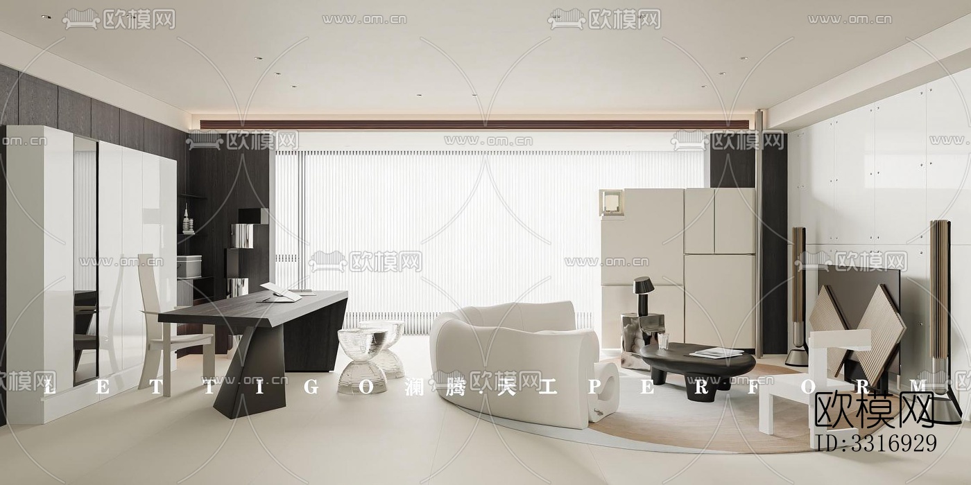 现代客厅效果图下载（渲染图6）