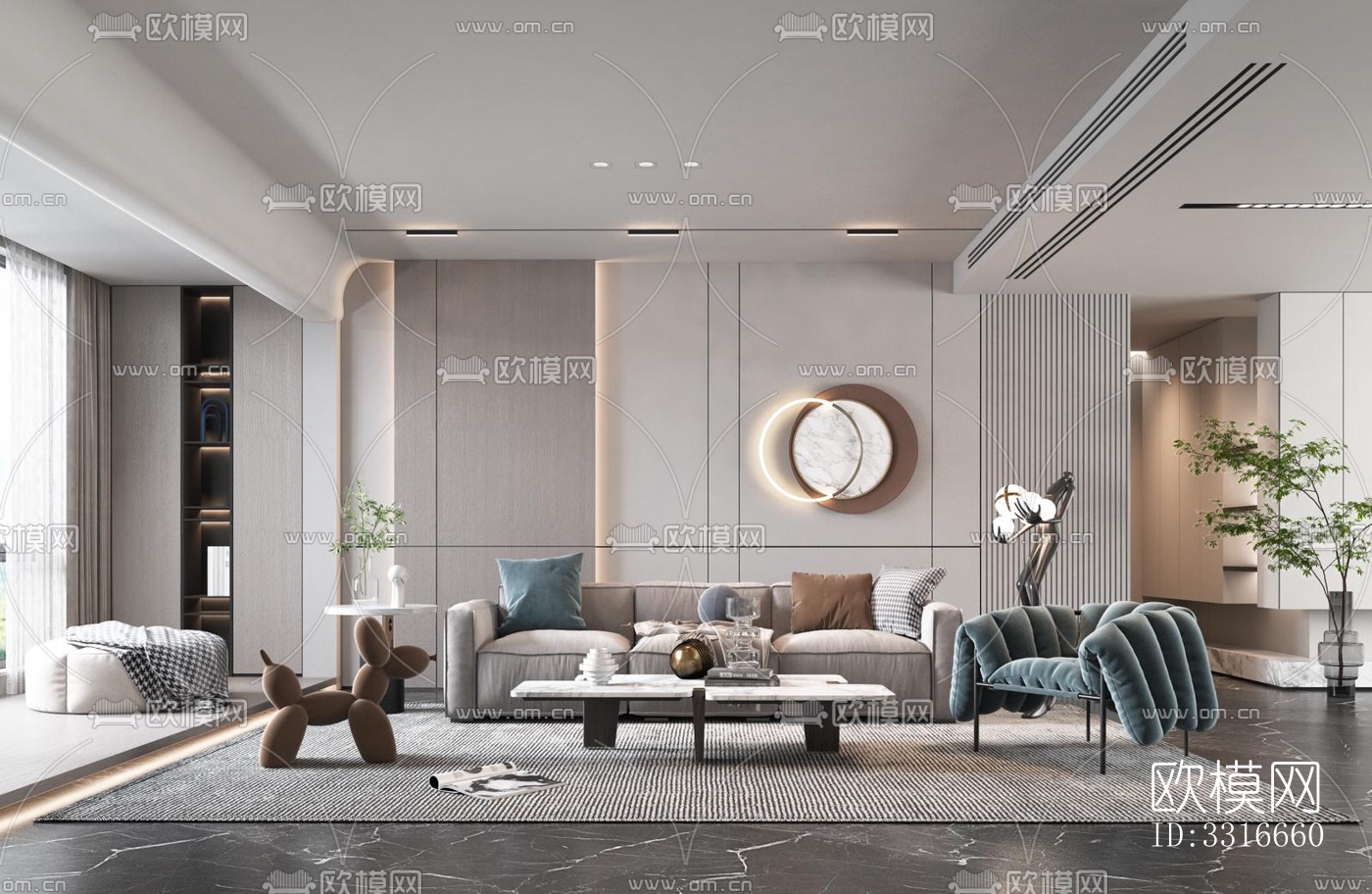现代客厅效果图下载（渲染图13）