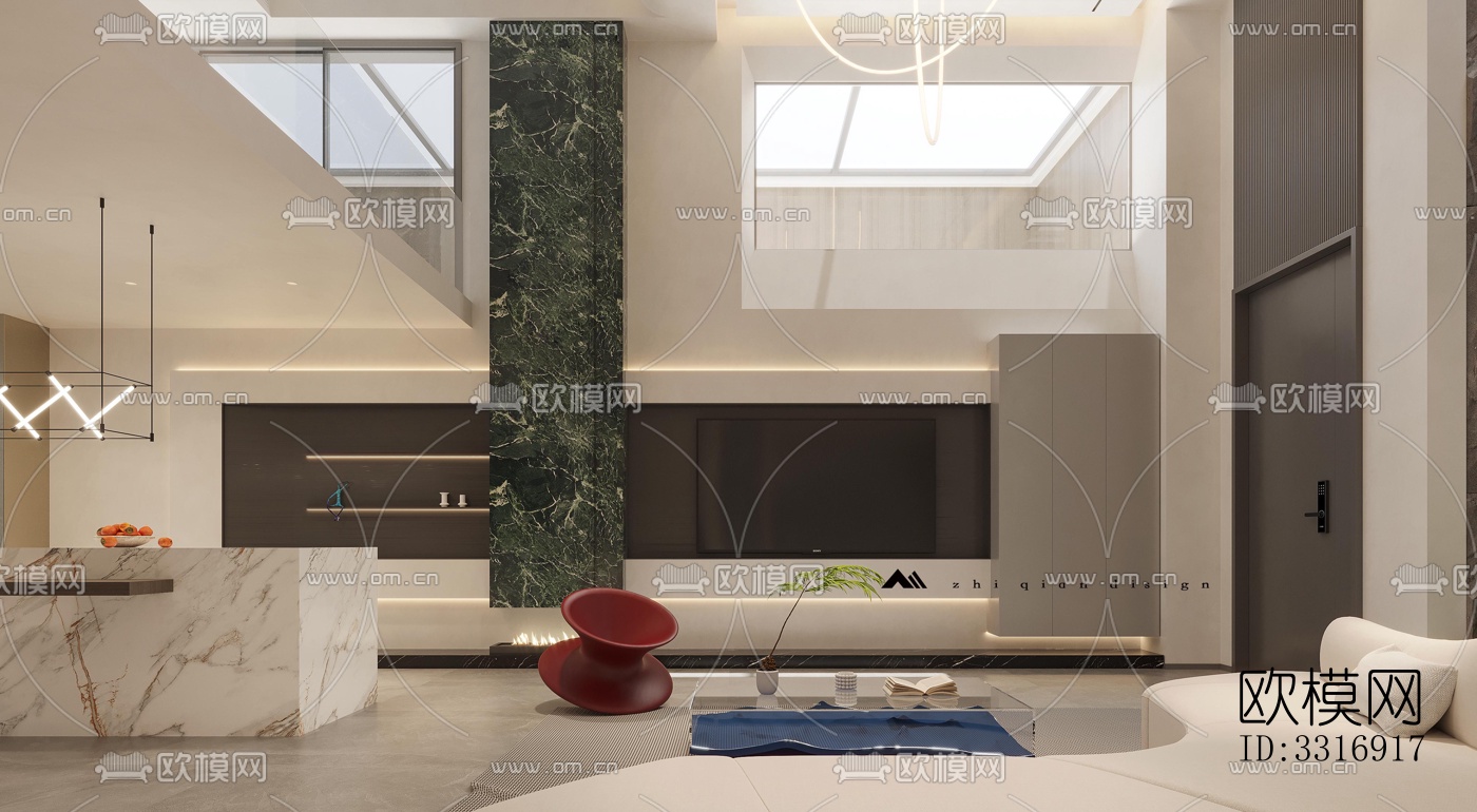 现代客厅效果图下载（渲染图4）