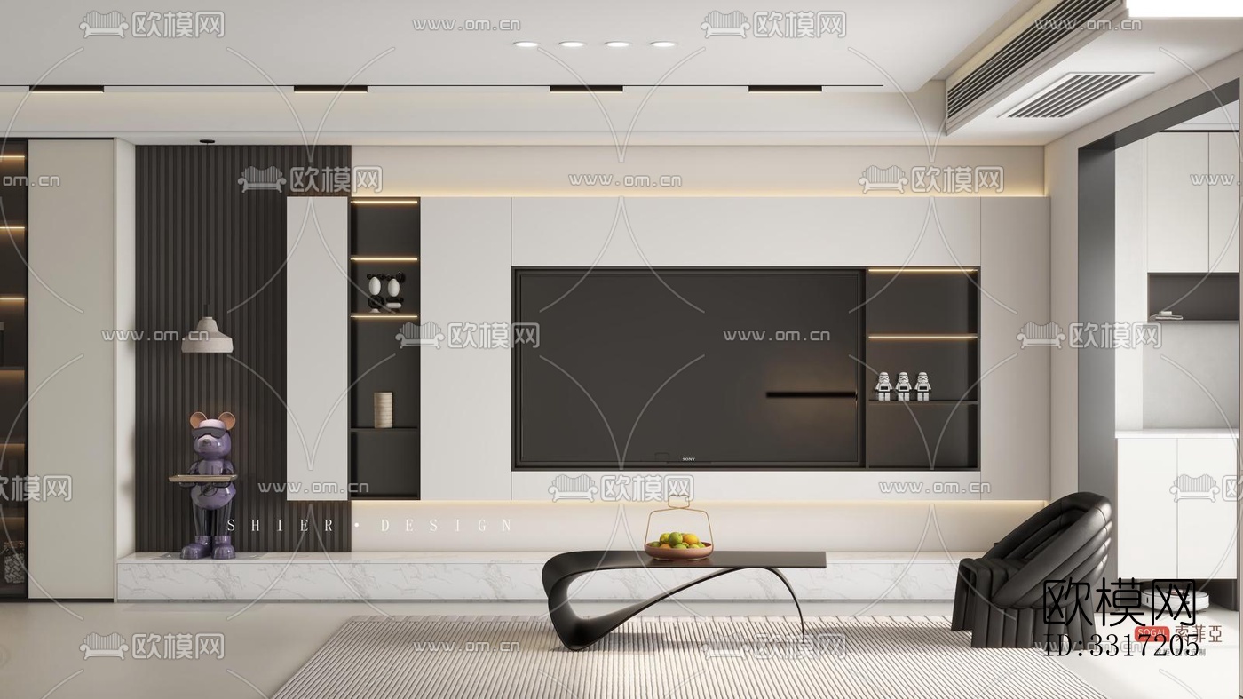 现代客厅效果图下载（渲染图3）