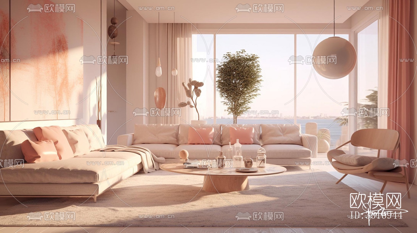 现代客厅效果图下载（渲染图1）