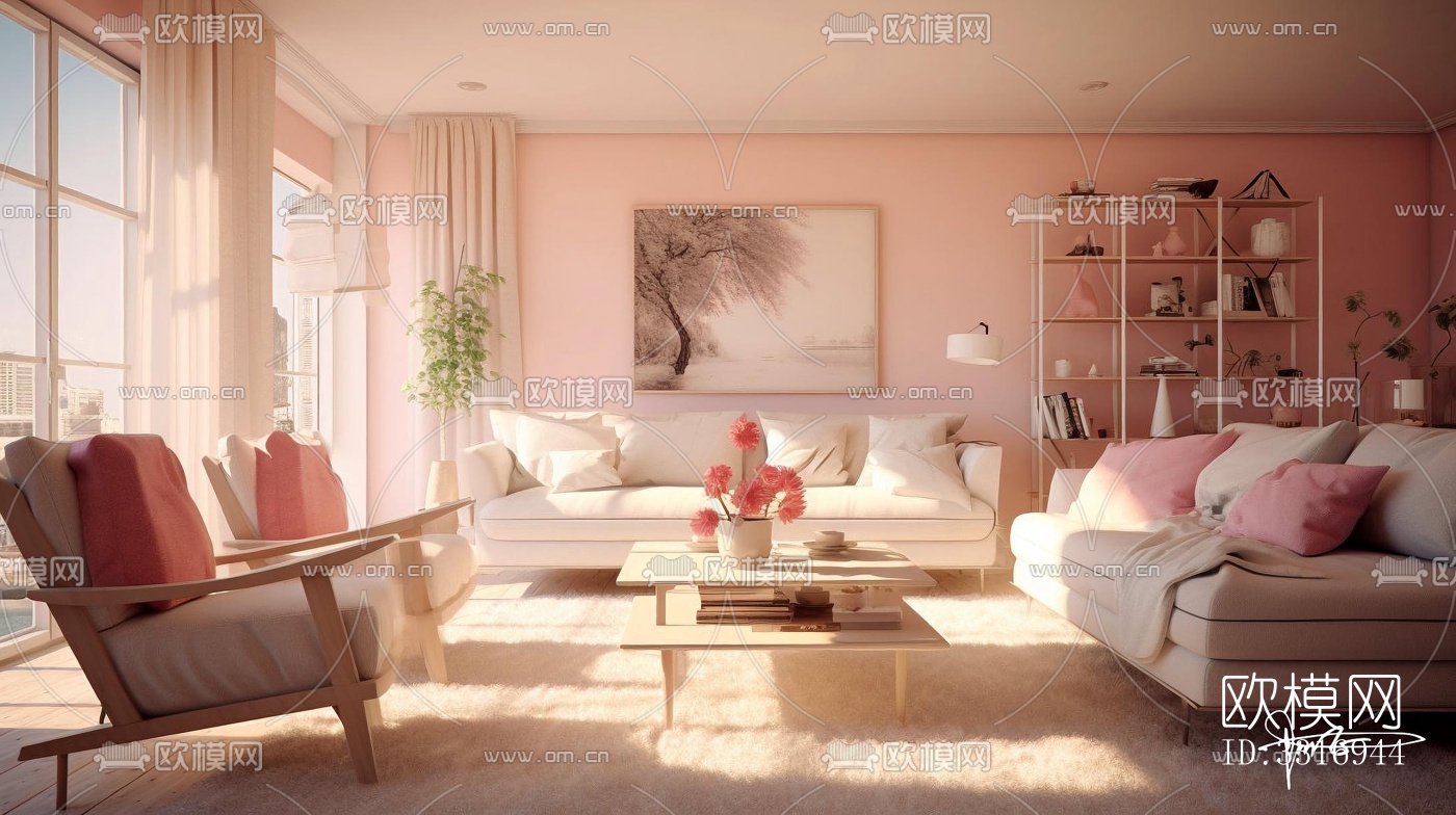 现代客厅效果图下载（渲染图3）