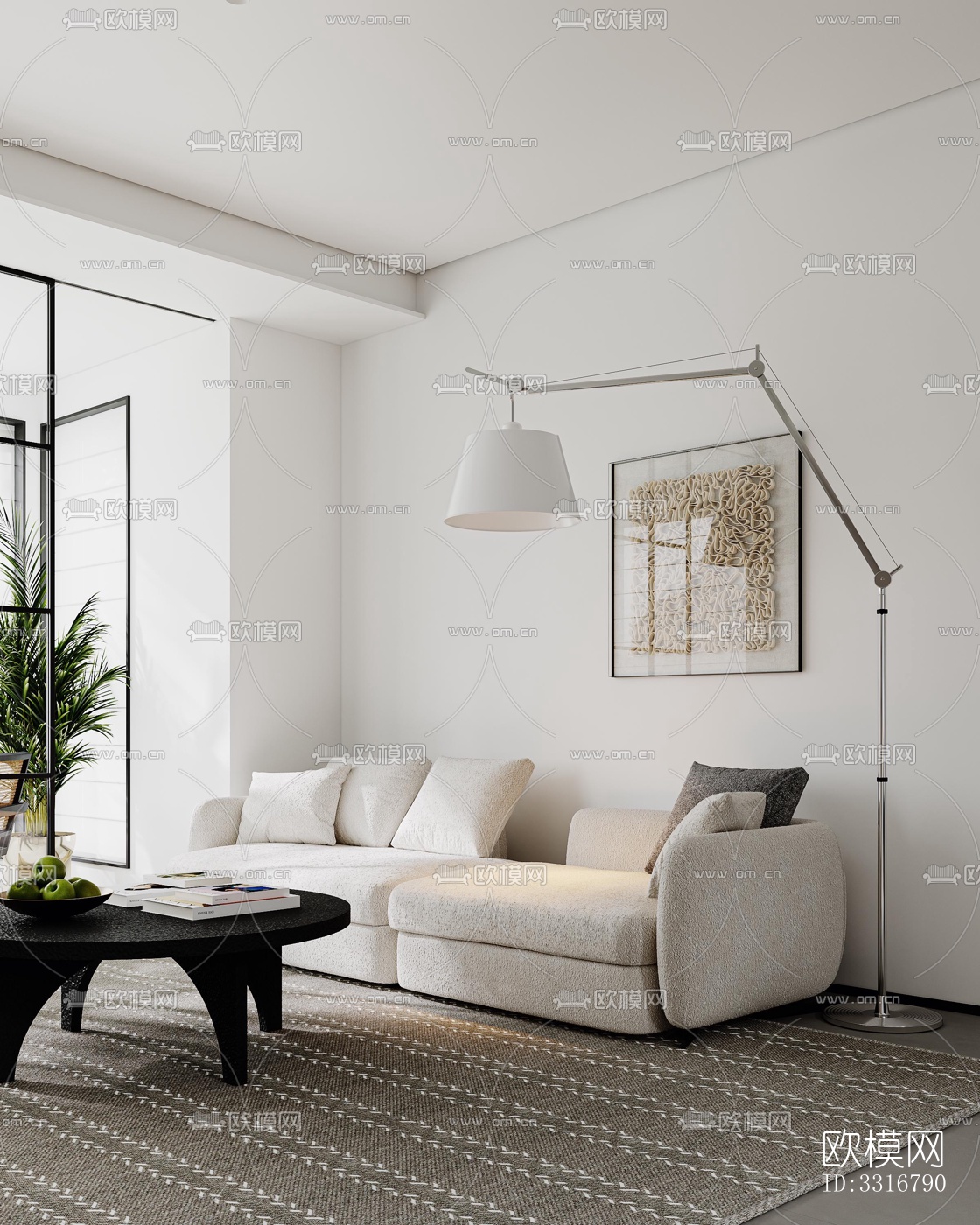 现代客厅效果图下载（渲染图3）