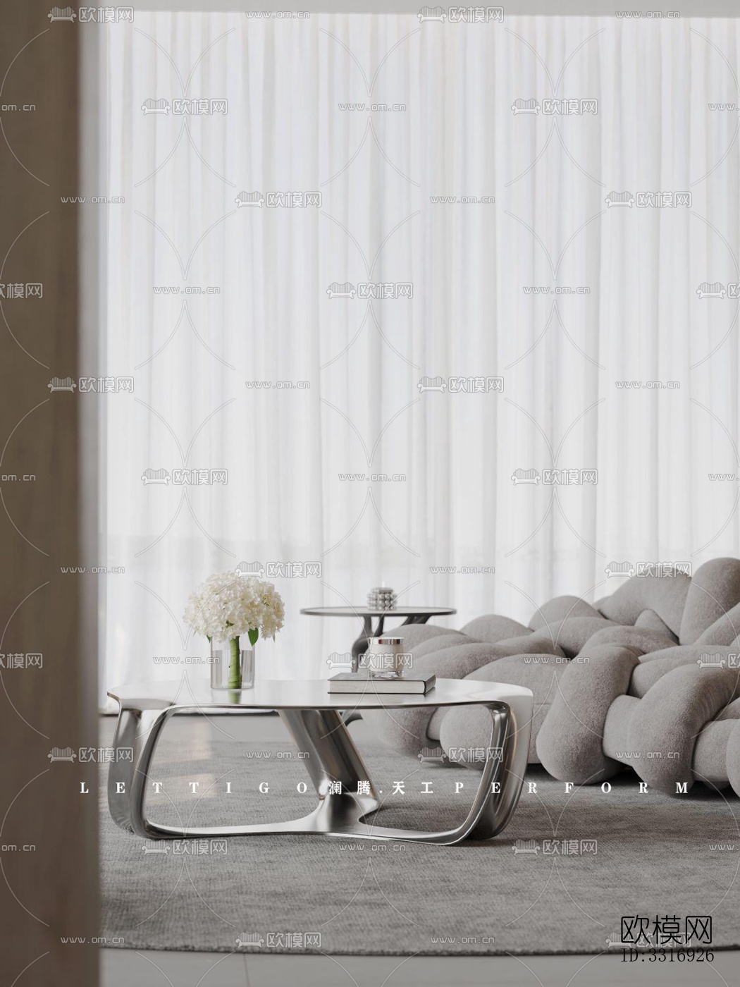 现代客厅效果图下载（渲染图4）