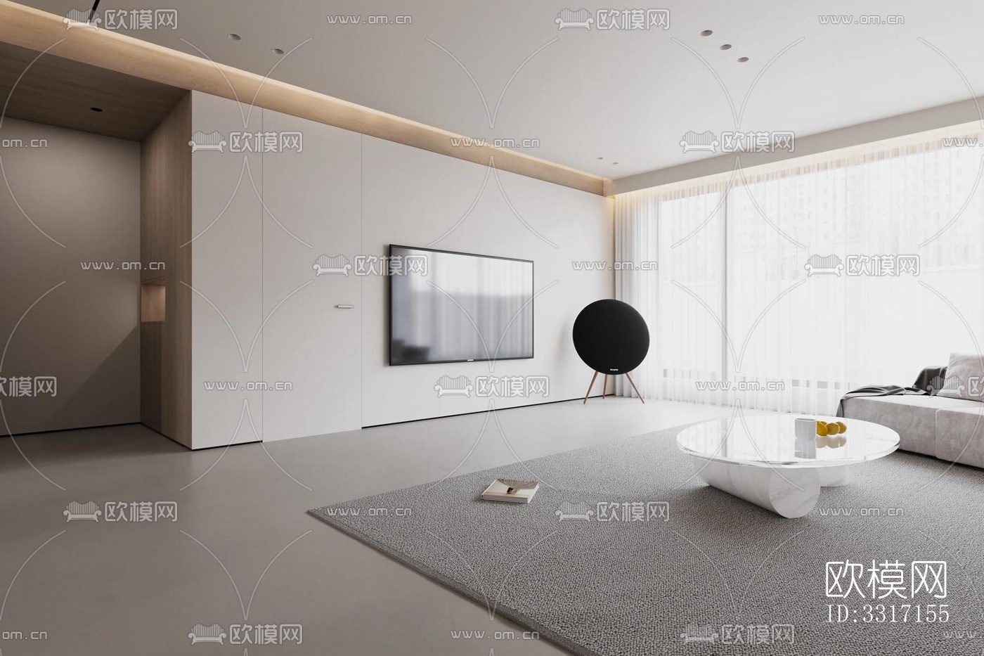 现代客厅效果图下载（渲染图4）