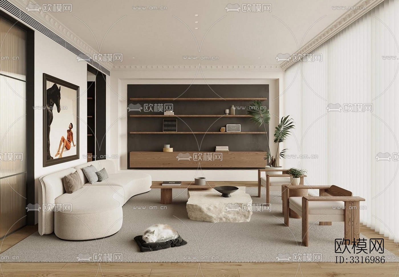 现代客厅效果图下载（渲染图5）