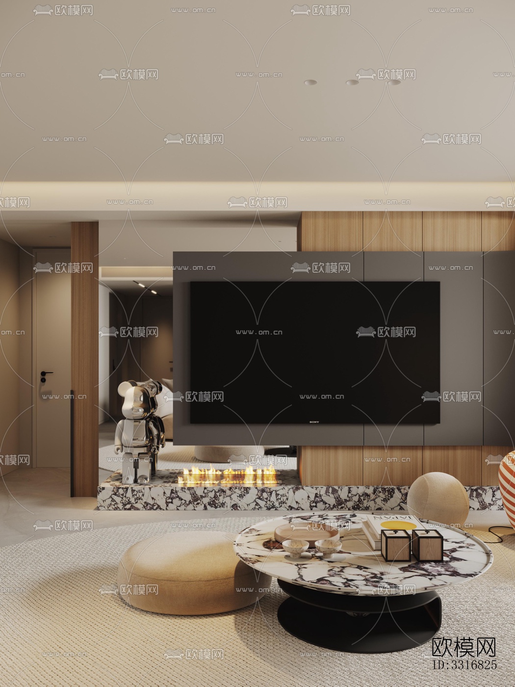 现代客厅效果图下载（渲染图9）