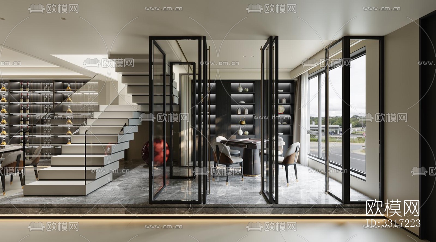 现代客厅效果图下载（渲染图4）