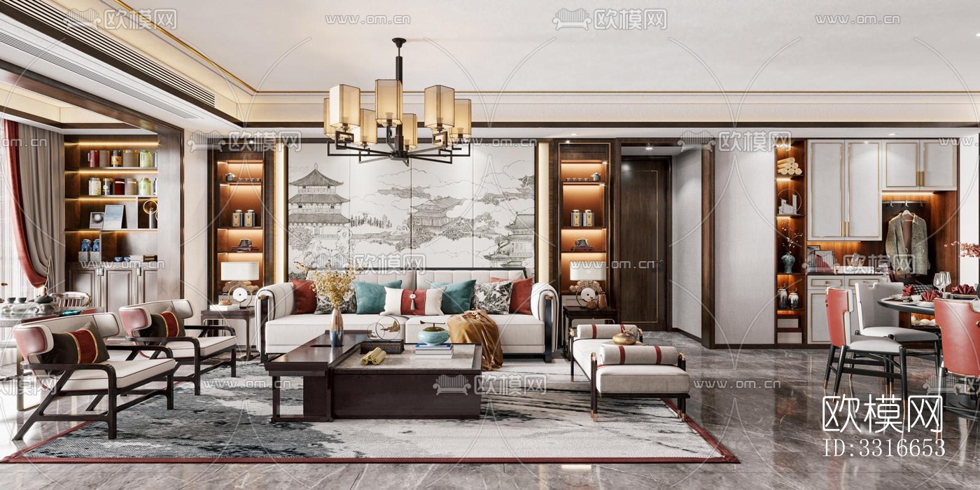 现代客厅效果图下载（渲染图11）