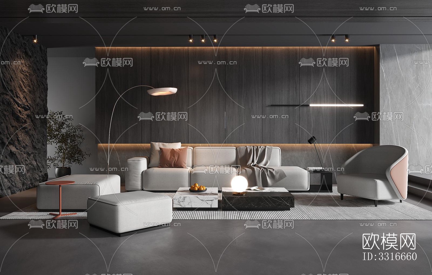 现代客厅效果图下载（渲染图17）