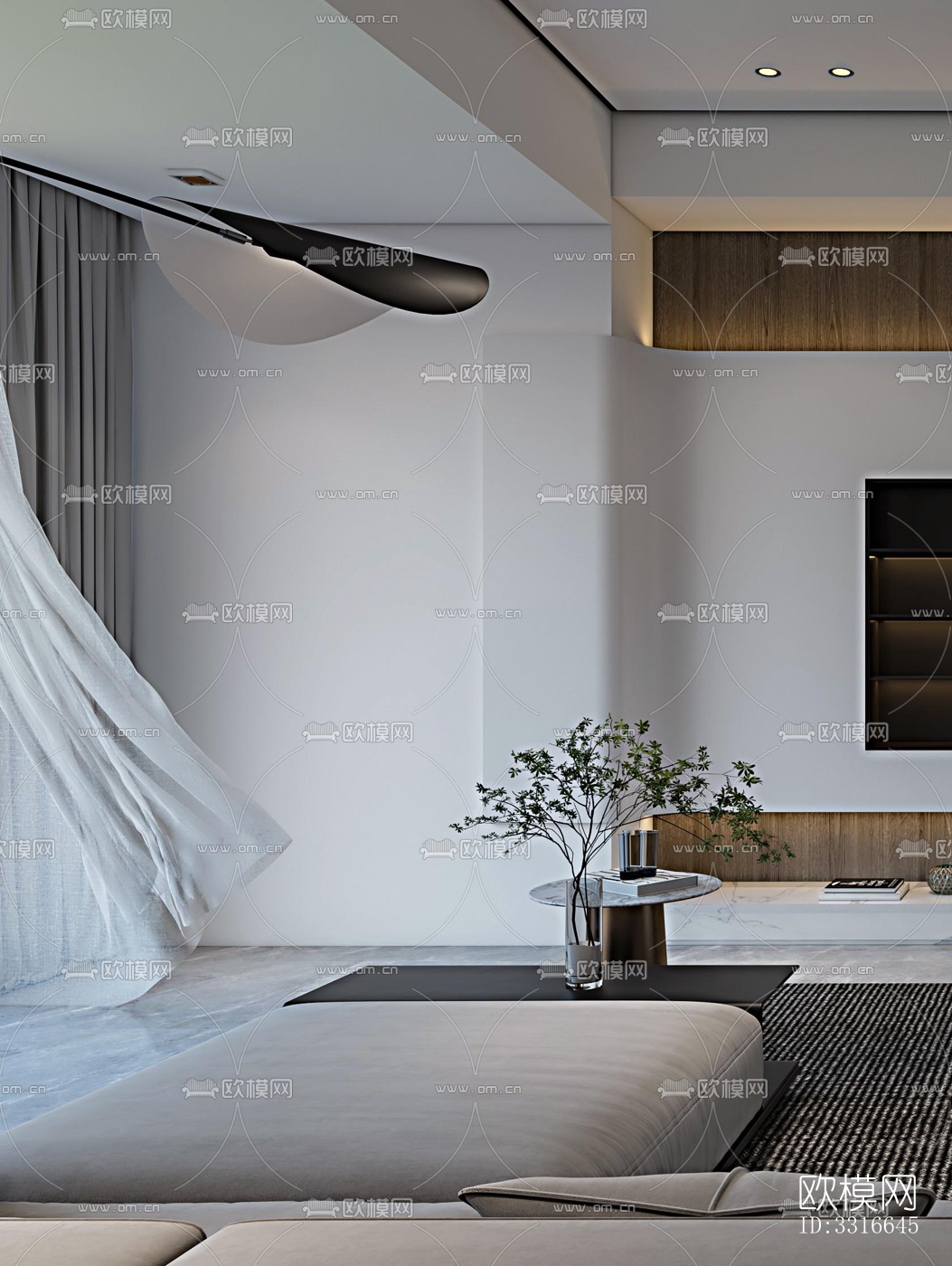 现代客厅效果图下载（渲染图7）