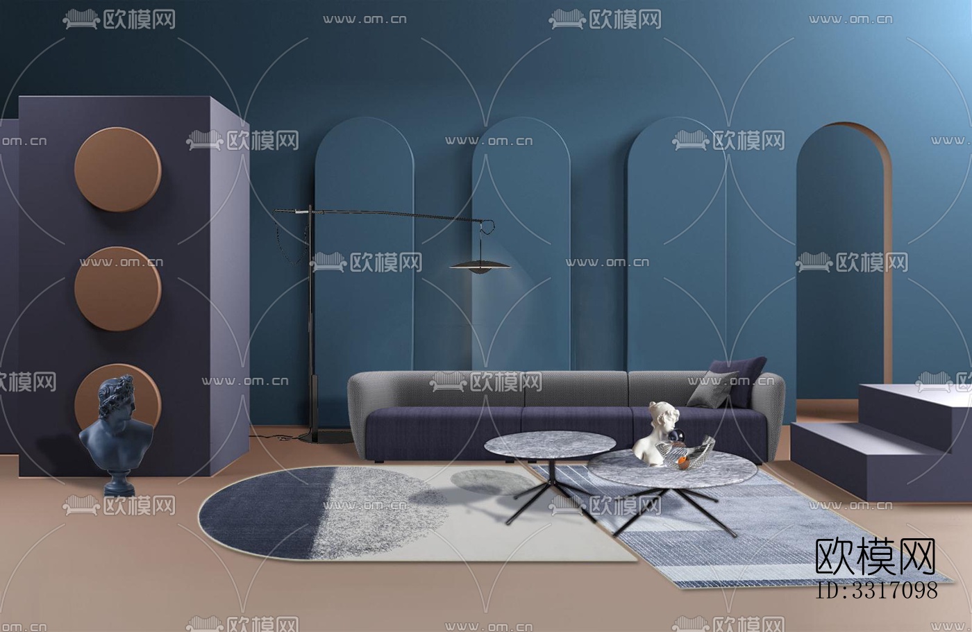 现代客厅效果图下载（渲染图2）