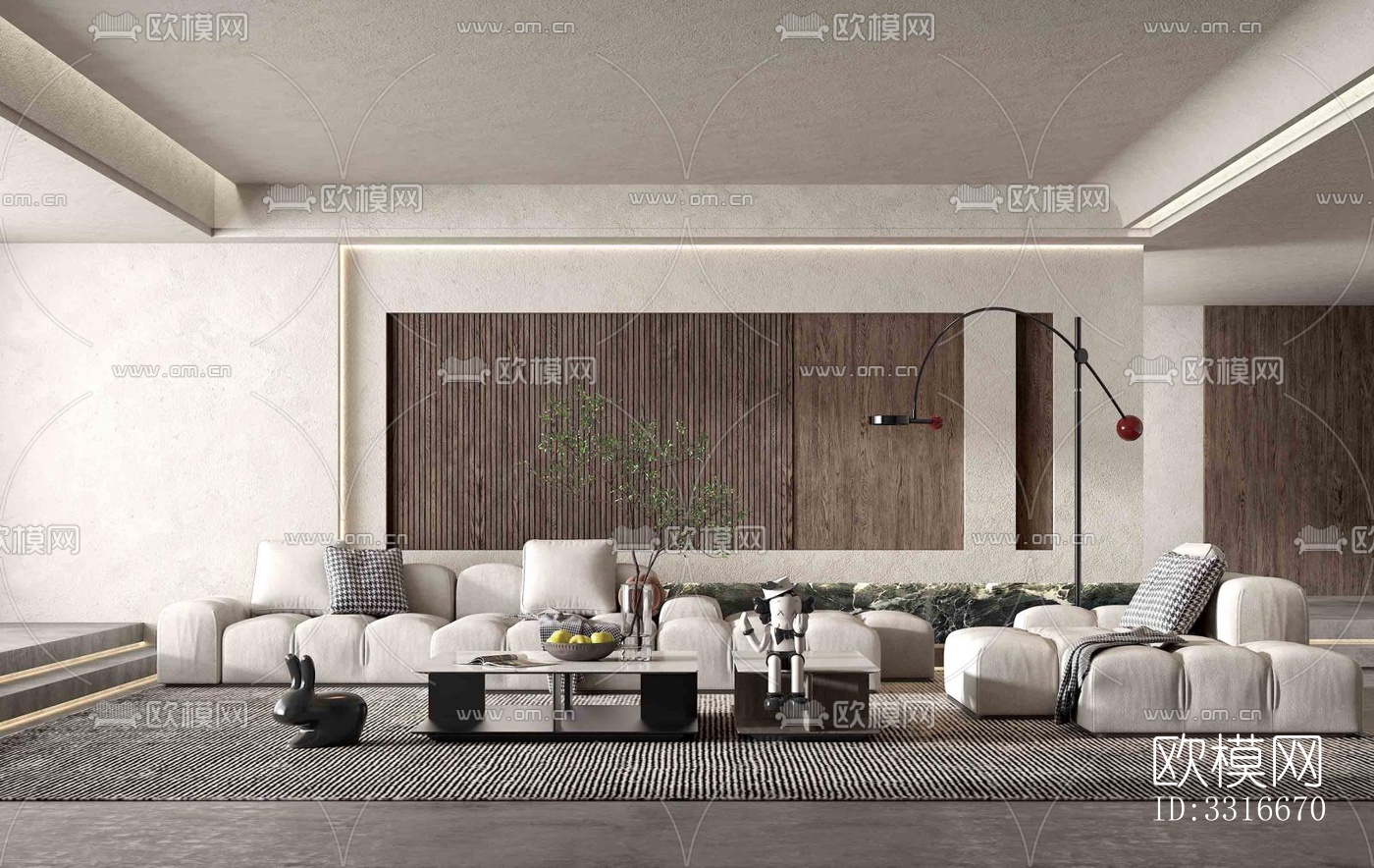 现代客厅效果图下载（渲染图5）